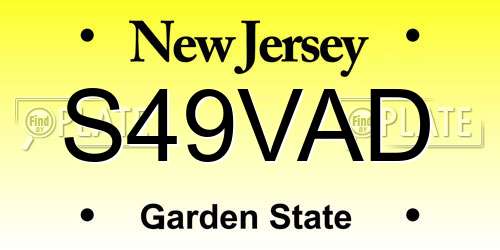 S49VAD New Jersey License Plate