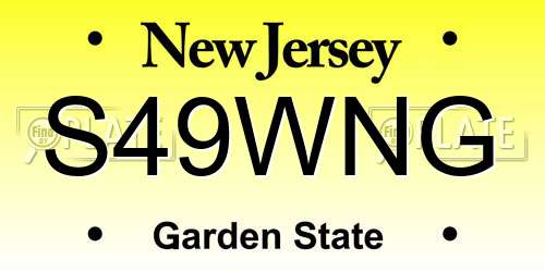 S49WNG New Jersey License Plate