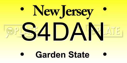S4DAN New Jersey License Plate