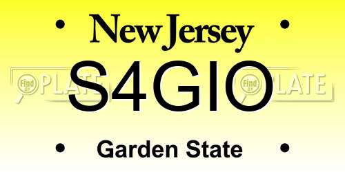 S4GIO New Jersey License Plate