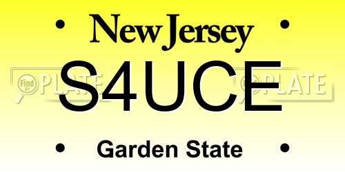 S4UCE New Jersey License Plate