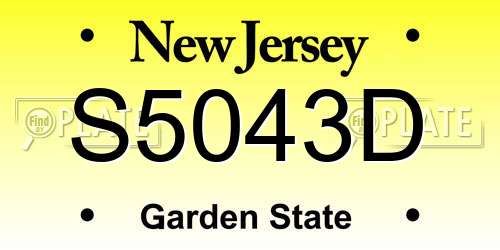 S5043D New Jersey License Plate