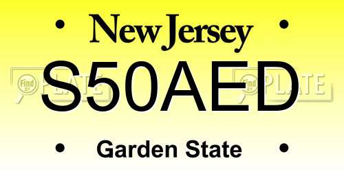 S50AED New Jersey License Plate