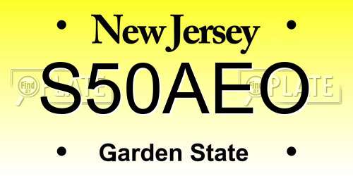S50AEO New Jersey License Plate