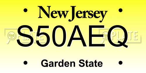 S50AEQ New Jersey License Plate