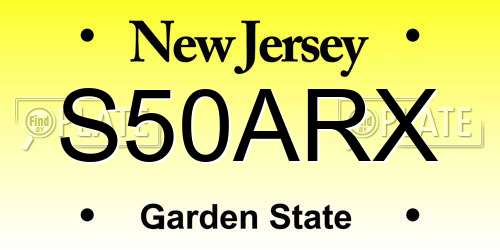 S50ARX New Jersey License Plate