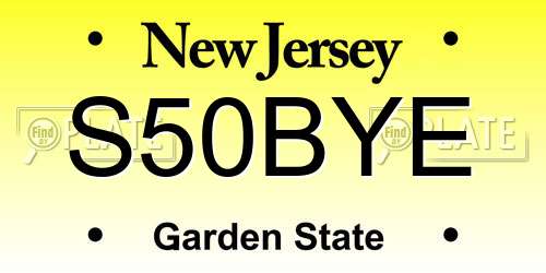 S50BYE New Jersey License Plate