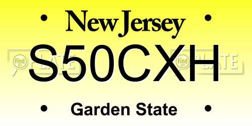 S50CXH New Jersey License Plate