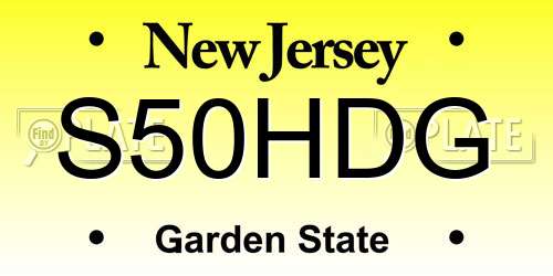 S50HDG New Jersey License Plate