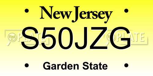 S50JZG New Jersey License Plate