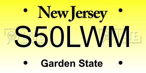 S50LWM New Jersey License Plate