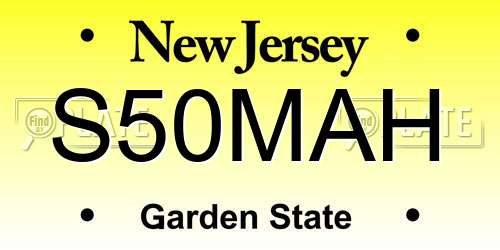 S50MAH New Jersey License Plate