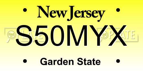 S50MYX New Jersey License Plate