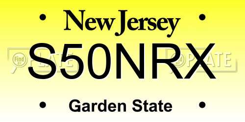 S50NRX New Jersey License Plate