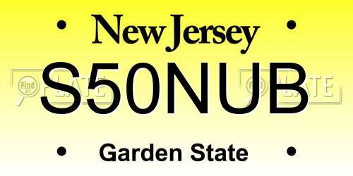 S50NUB New Jersey License Plate