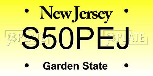 S50PEJ New Jersey License Plate