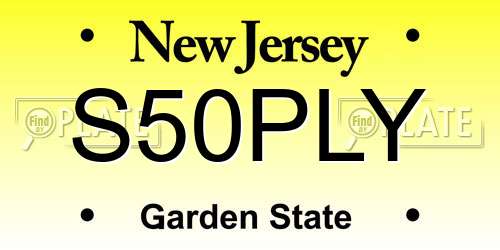 S50PLY New Jersey License Plate