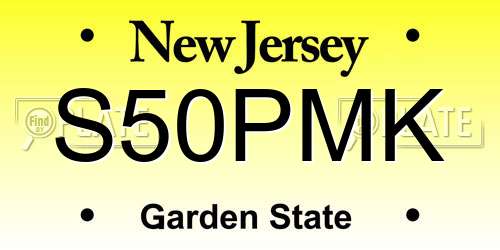 S50PMK New Jersey License Plate