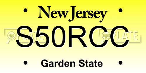 S50RCC New Jersey License Plate