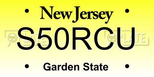 S50RCU New Jersey License Plate