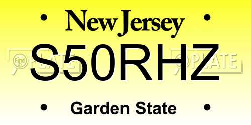 S50RHZ New Jersey License Plate