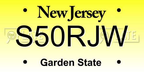 S50RJW New Jersey License Plate