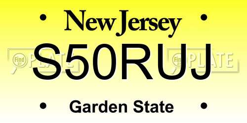 S50RUJ New Jersey License Plate