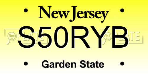 S50RYB New Jersey License Plate