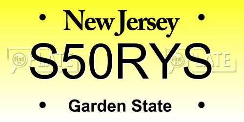 S50RYS New Jersey License Plate