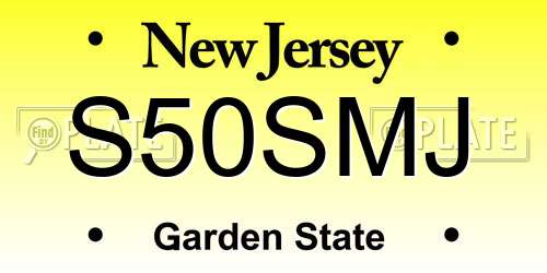 S50SMJ New Jersey License Plate