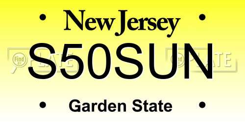 S50SUN New Jersey License Plate