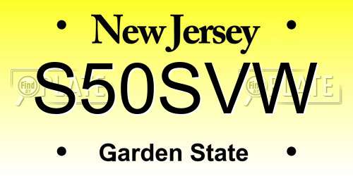 S50SVW New Jersey License Plate
