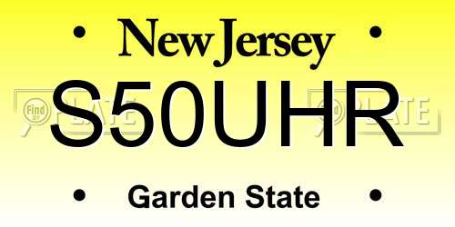 S50UHR New Jersey License Plate
