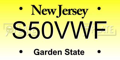 S50VWF New Jersey License Plate