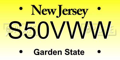 S50VWW New Jersey License Plate