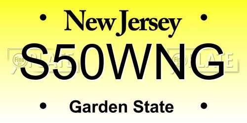 S50WNG New Jersey License Plate