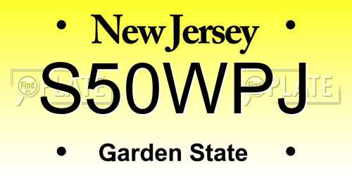 S50WPJ New Jersey License Plate