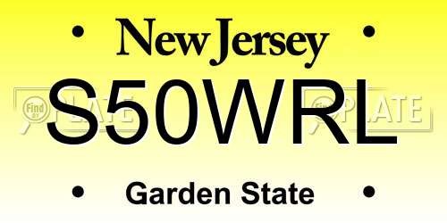 S50WRL New Jersey License Plate