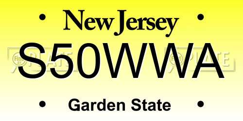 S50WWA New Jersey License Plate