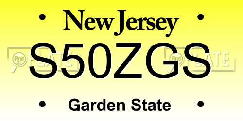 S50ZGS New Jersey License Plate