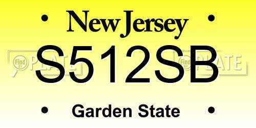 S512SB New Jersey License Plate