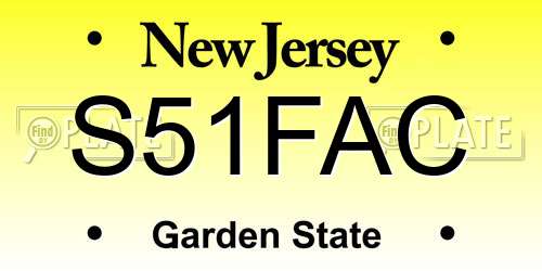 S51FAC New Jersey License Plate