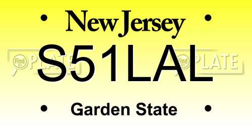 S51LAL New Jersey License Plate