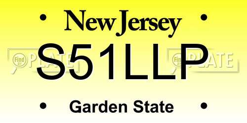 S51LLP New Jersey License Plate
