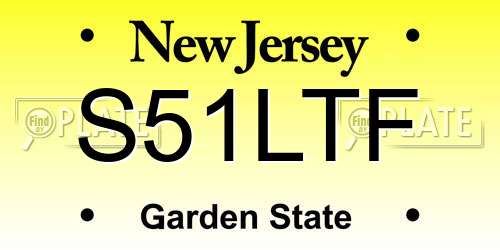 S51LTF New Jersey License Plate