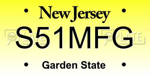 S51MFG New Jersey License Plate
