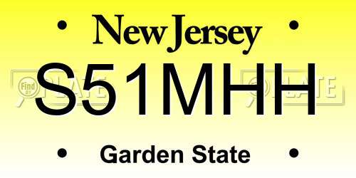 S51MHH New Jersey License Plate