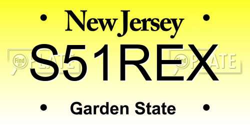 S51REX New Jersey License Plate