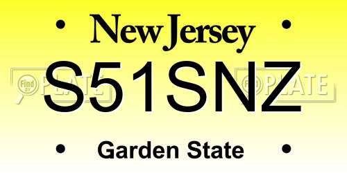 S51SNZ New Jersey License Plate