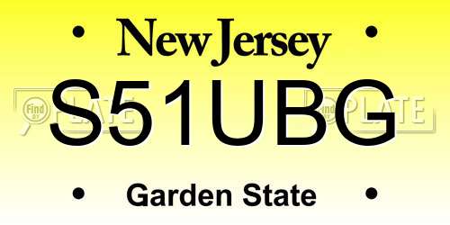 S51UBG New Jersey License Plate
